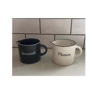 New 2 Pack Measuring Cups "Homemade" "Measure" Mug Dishwasher Microwave Safe